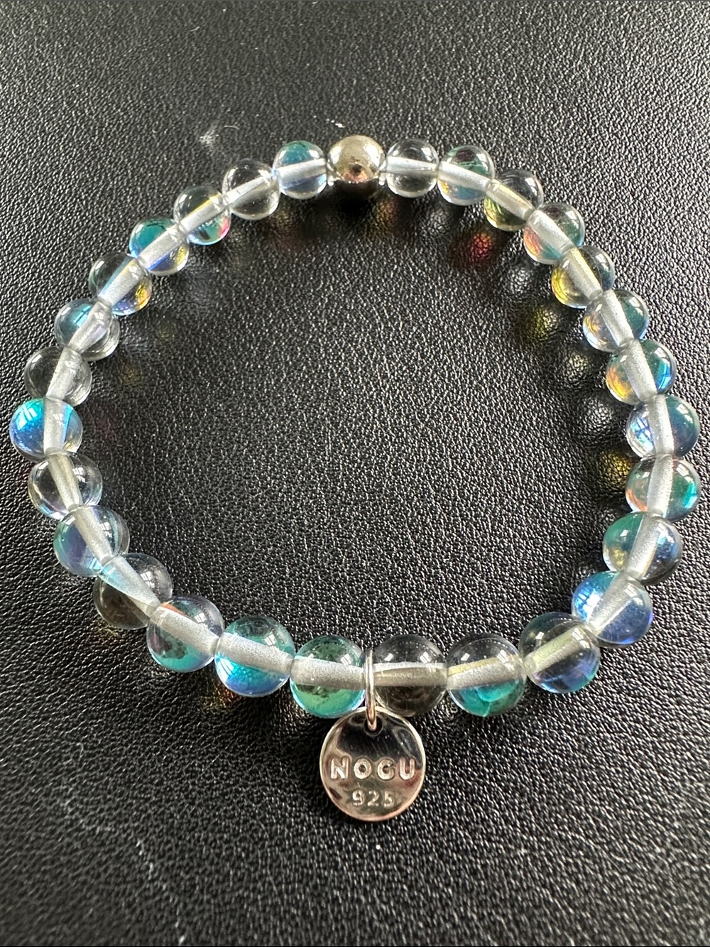 Nogu Milky Way | .925 Sterling Silver | Galaxy Glass Bead Bracelet (grey beads)